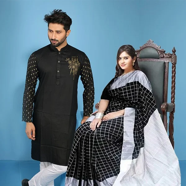 Premium Couple Set Panjabi & Jamdani Saree