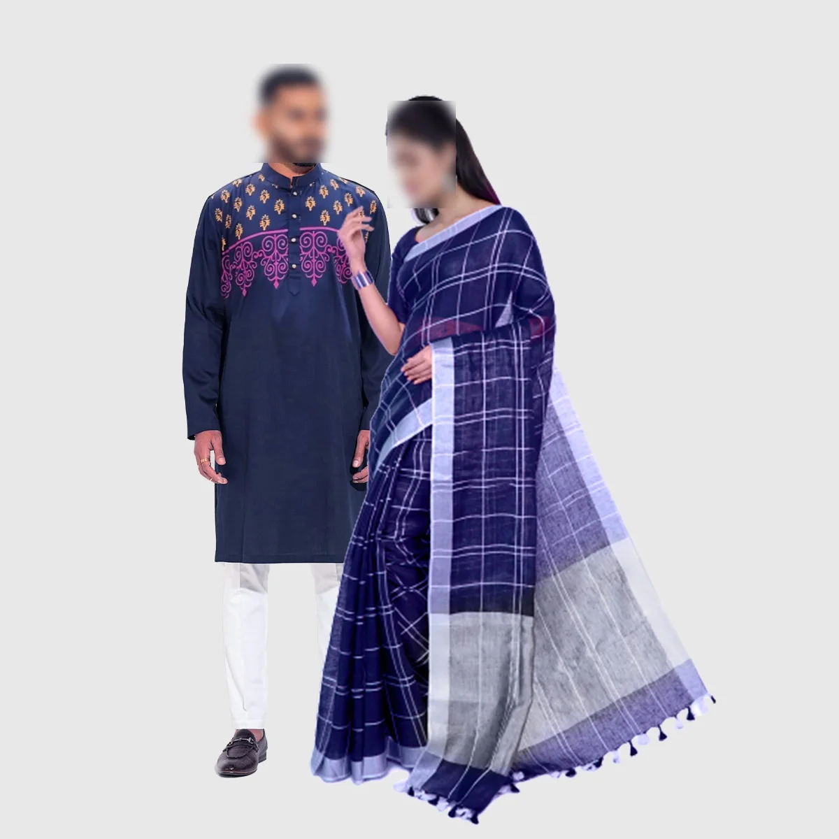 Premium Couple Set: Panjabi & Jamdani Saree